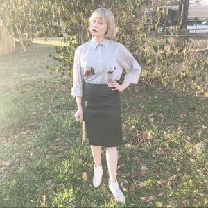 Vintage High Waist Black Leather Skirt